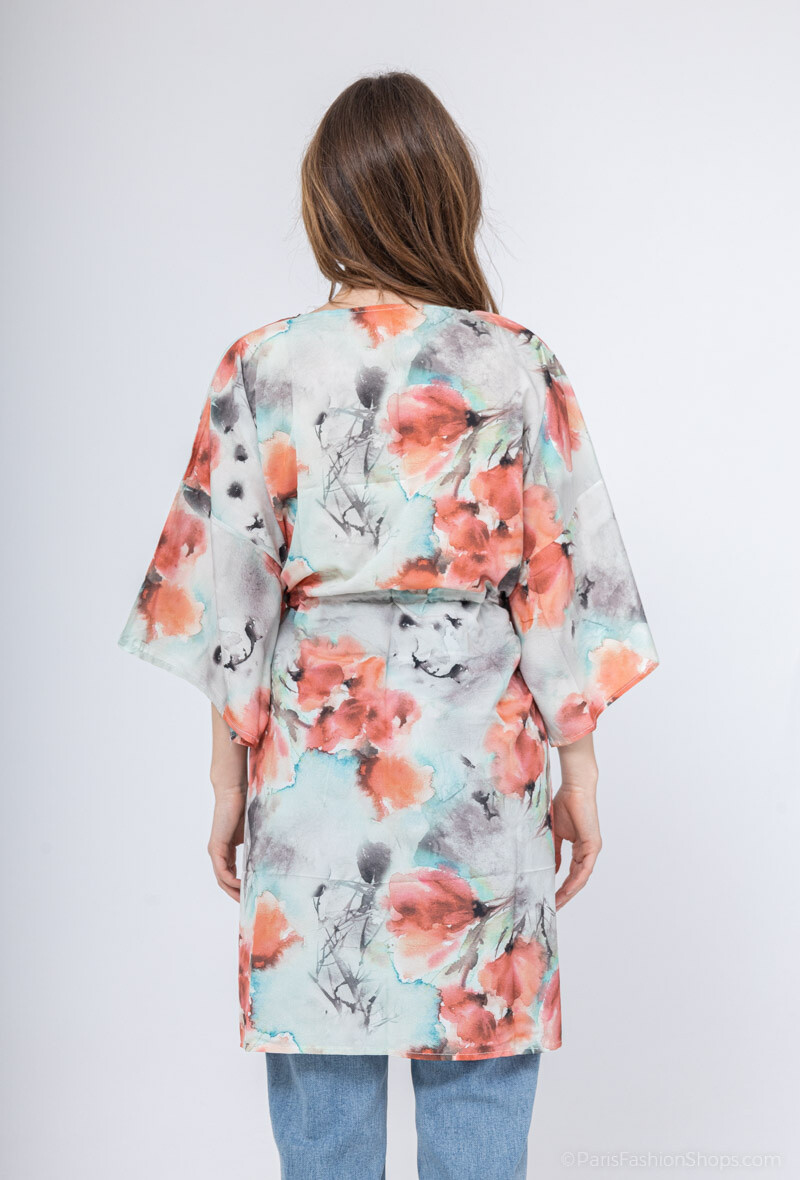 Kimono/túnica abierta - Gris - 4 - formato grande