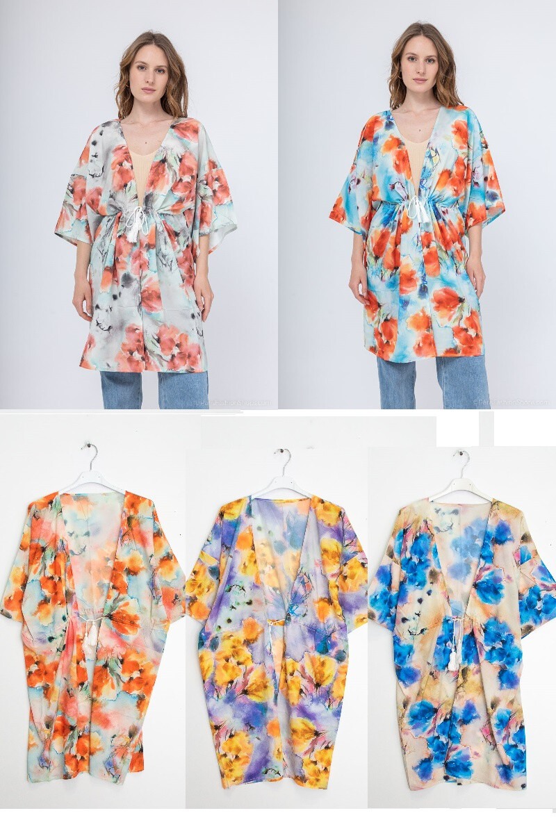 Grossista Da Fashion - Babydoll stampato con fiore aperto con fiocco