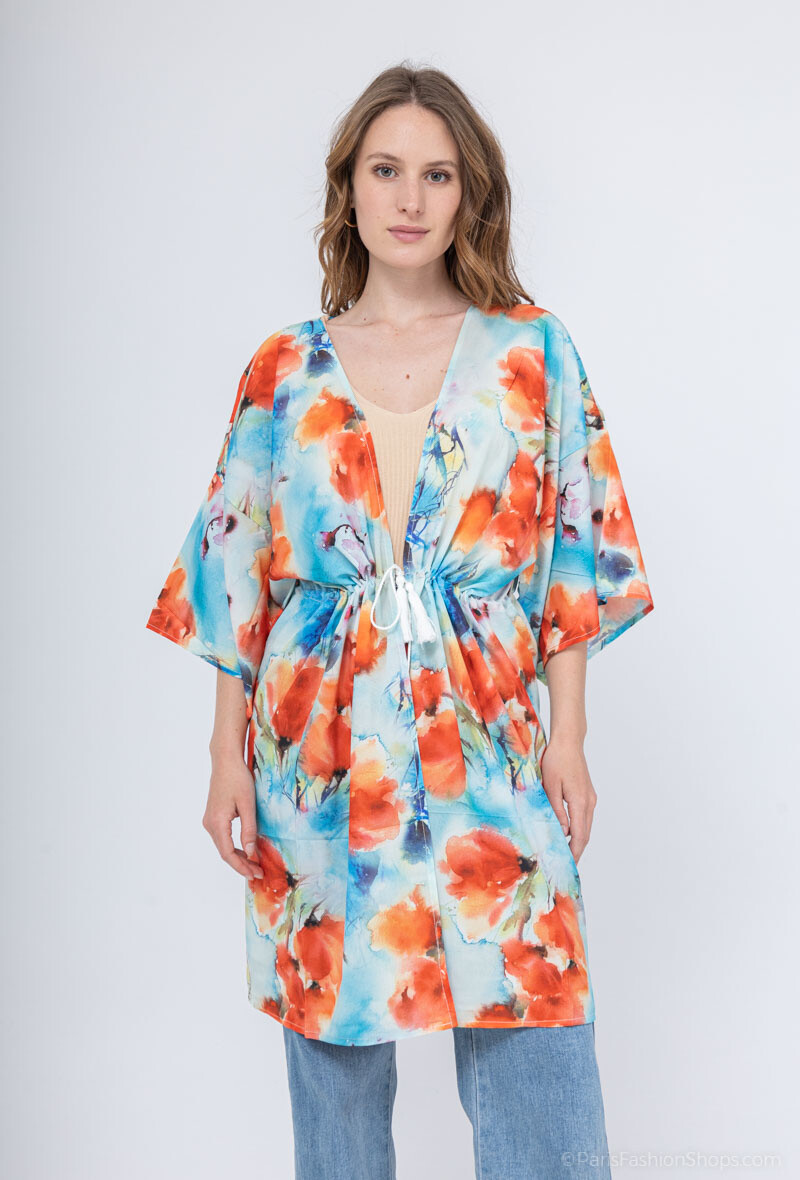Kimono/túnica abierta - Turquesa - 1 - formato grande