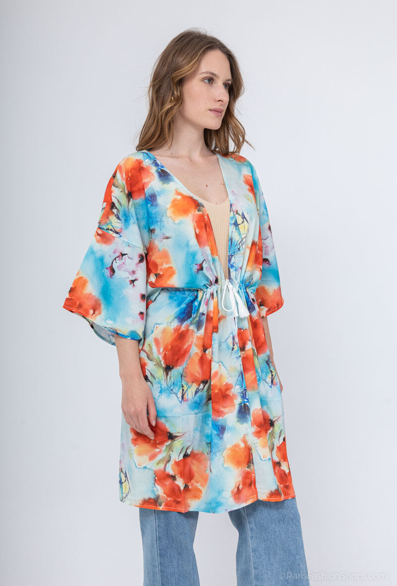 Kimono/túnica abierta - Turquesa - 3 - formato grande