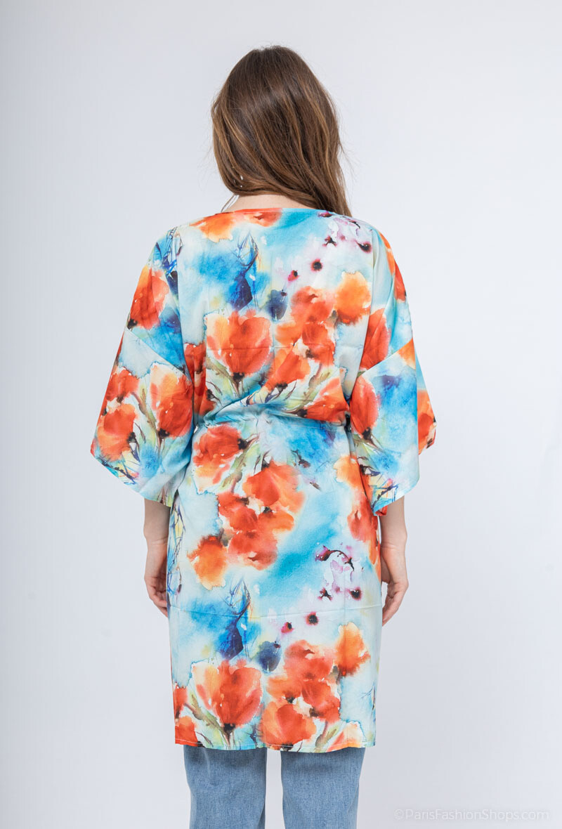 Kimono/túnica abierta - Turquesa - 4 - formato grande