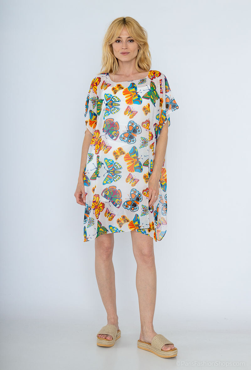 Wholesaler Da Fashion - Transparent short dress tropical pattern all size