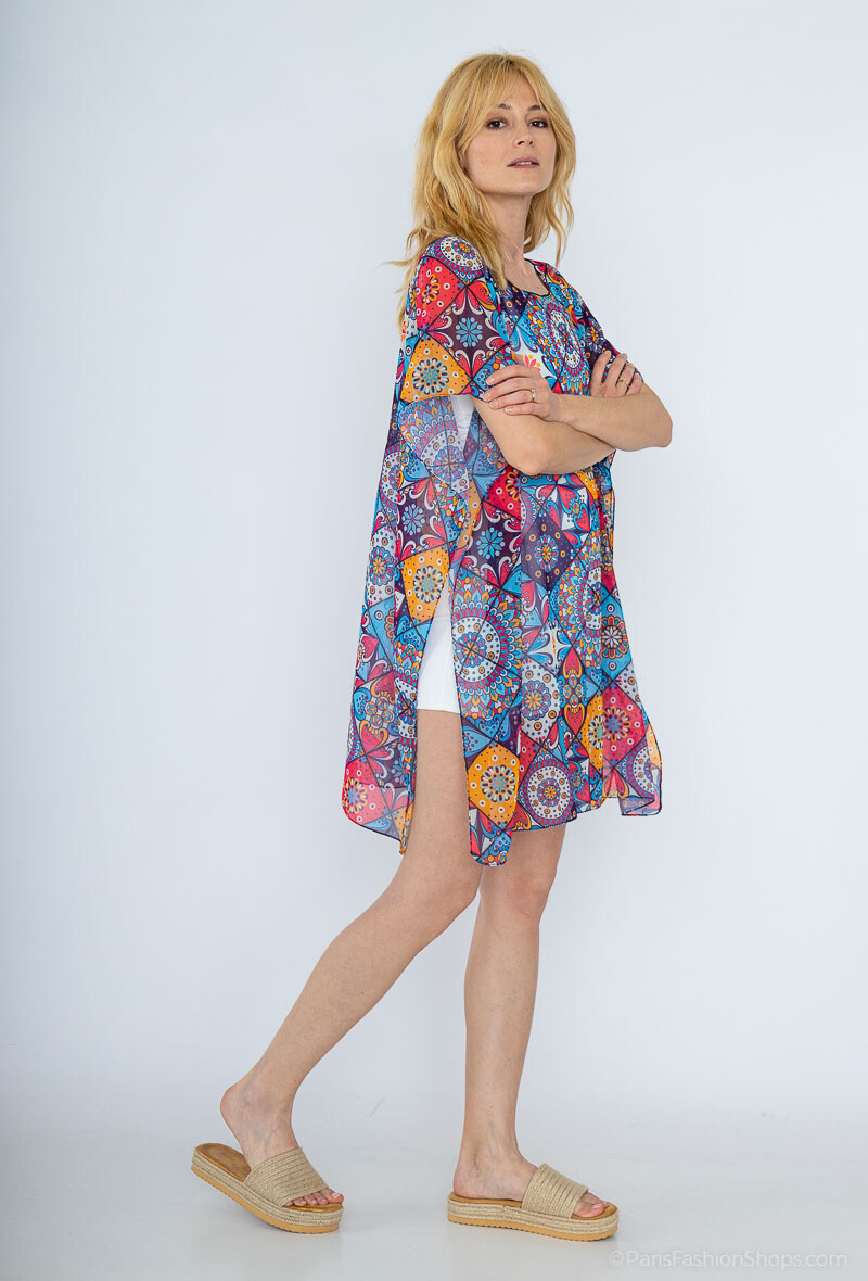 Wholesaler Da Fashion - Transparent short dress tropical pattern all size