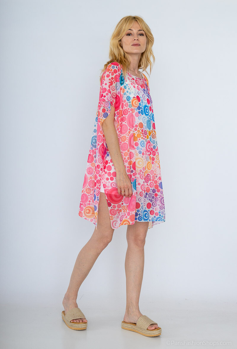 Wholesaler Da Fashion - Transparent short dress tropical pattern all size