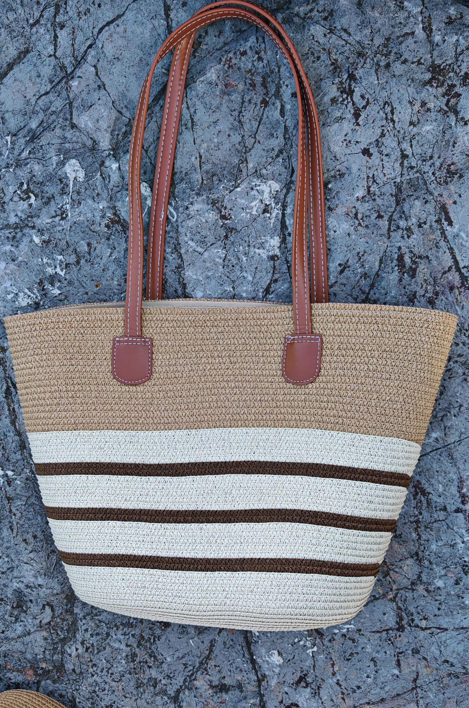 Mayorista Da Fashion - bolso de playa a rayas negro