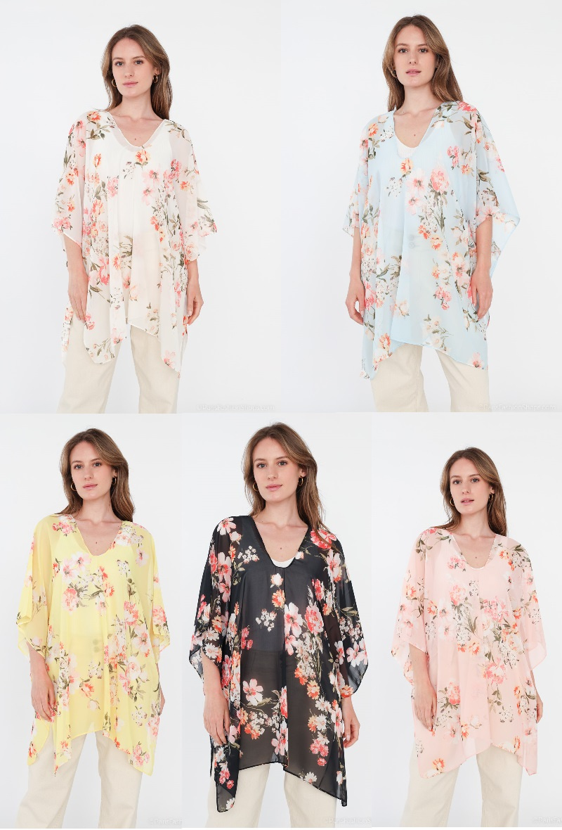 Grossista Da Fashion - Top trasparente con stampa floreale