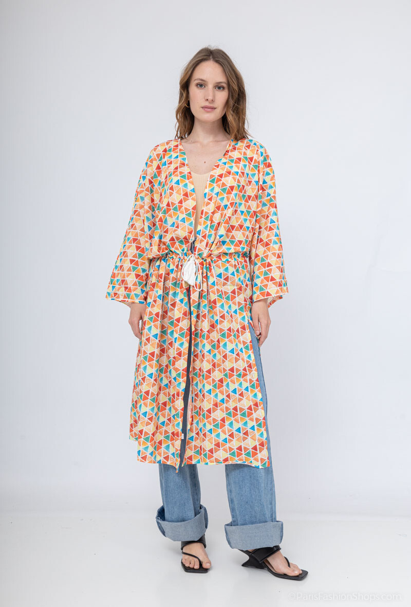 Grossista Da Fashion - Camiciola aperta stampata a rombo