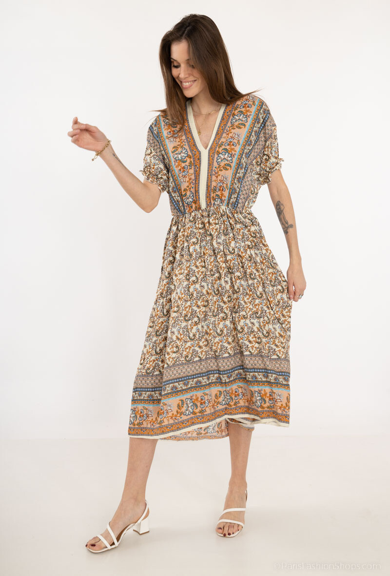 Grossiste Da Fashion - ROBE LONG GRAND TAILLE FLEURI