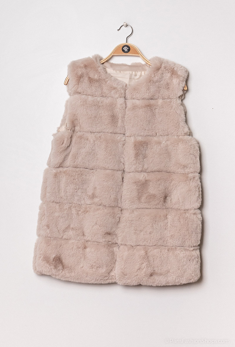 Grossiste Da Fashion - Veste sans manche en fausse fourrure