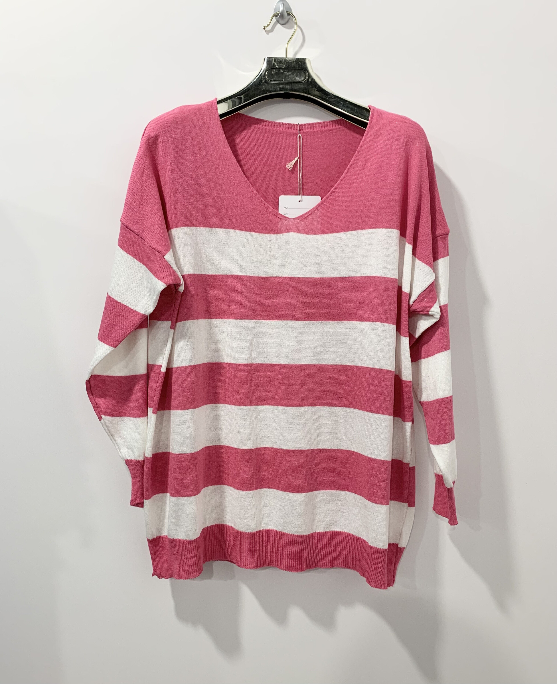 Italian striped sweater, half-cotton, half-acrylic, perfect for spring 2026, suitable for all sizes.