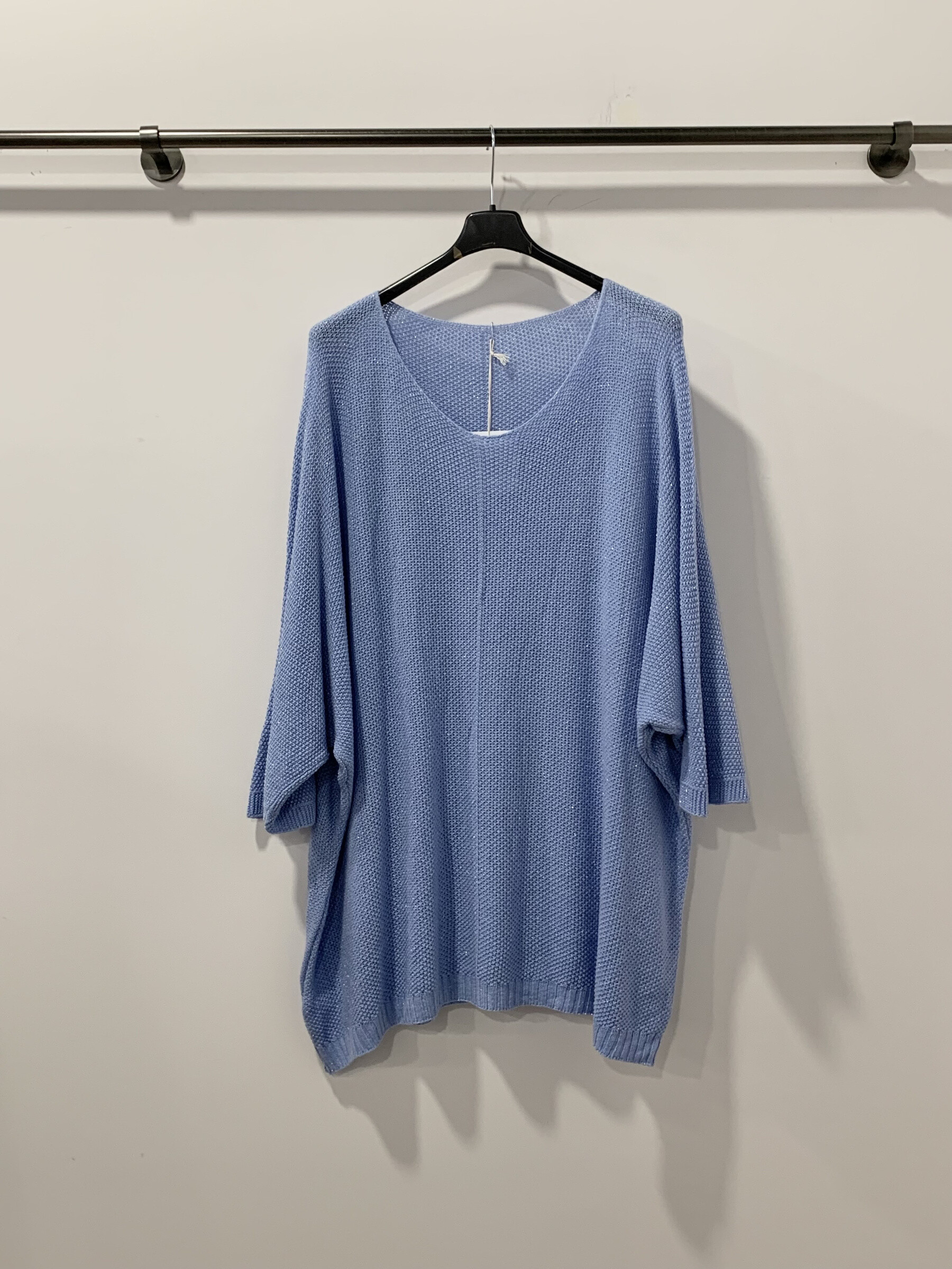 Pull lurex scintillant, 55% coton, 45% acrylique, idéal pour l'hiver, fabriqué en Italie, parfait pour grandes tailles.
