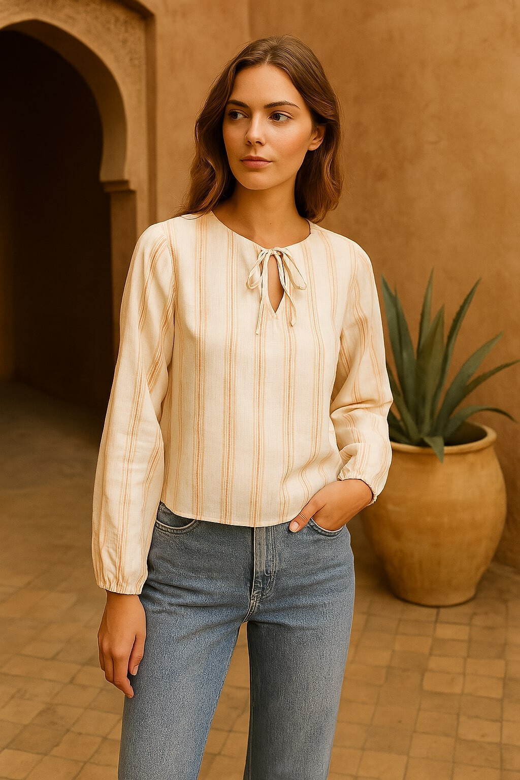 Grossiste DAPHNEA - BLOUSE RAYÉE