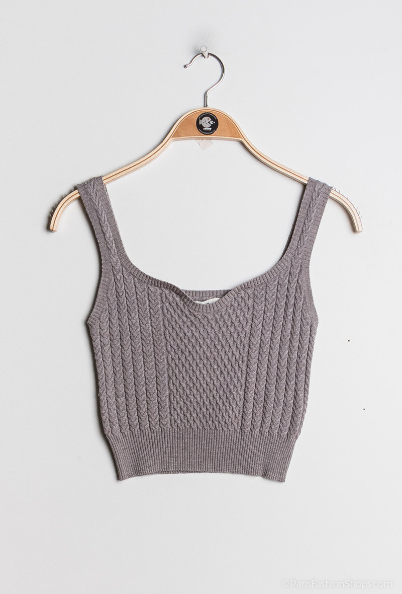 Grossista DAPHNEA - Top a spalline in maglia a trecce