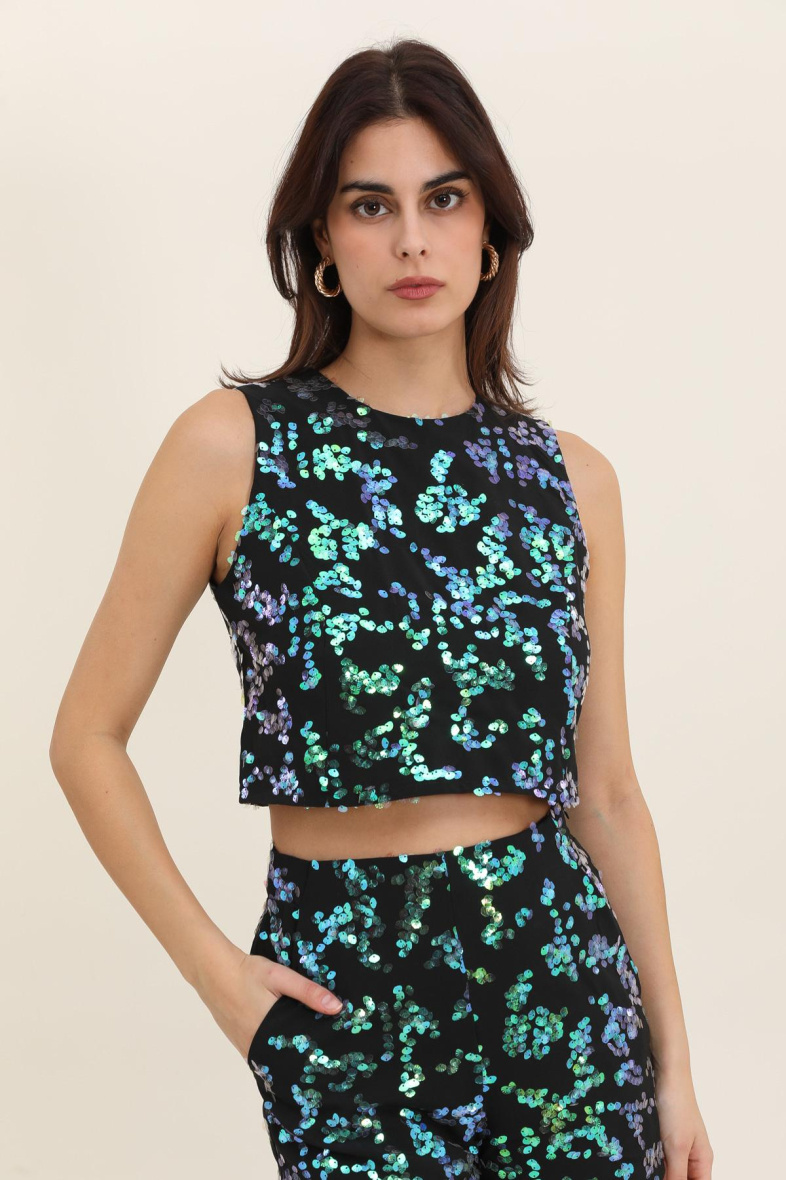 Grossista DAPHNEA - TOP CON BRETTELLE CON PAILLETTES