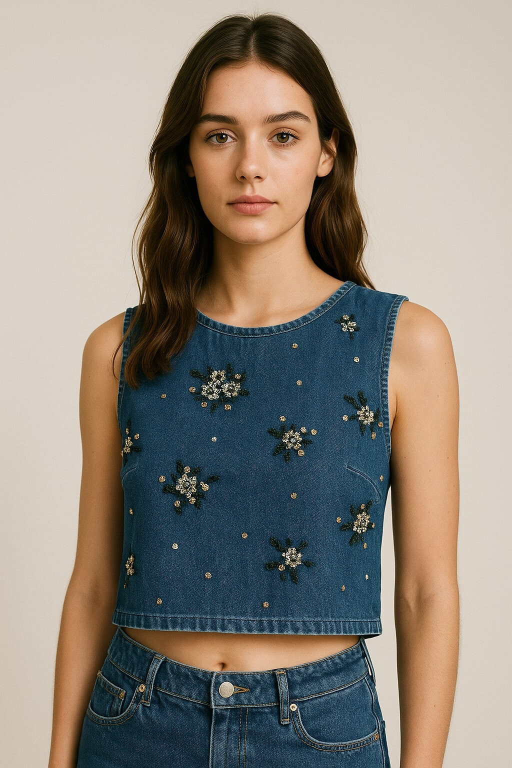 Grossiste DAPHNEA - DÉBARDEUR DENIM