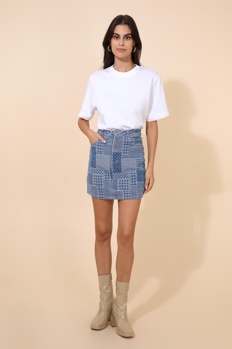 Wholesaler DAPHNEA - PATCHWORK DENIM SKIRT