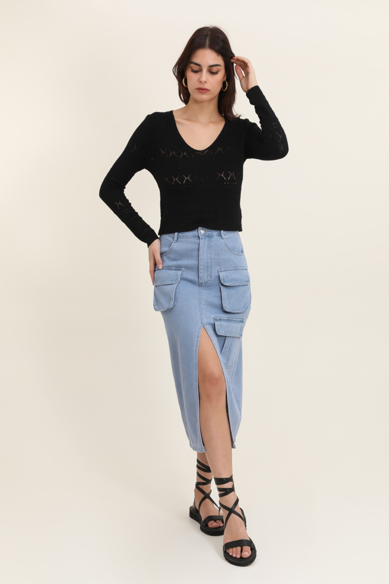 Wholesaler DAPHNEA - LONG CARGO STYLE SKIRT