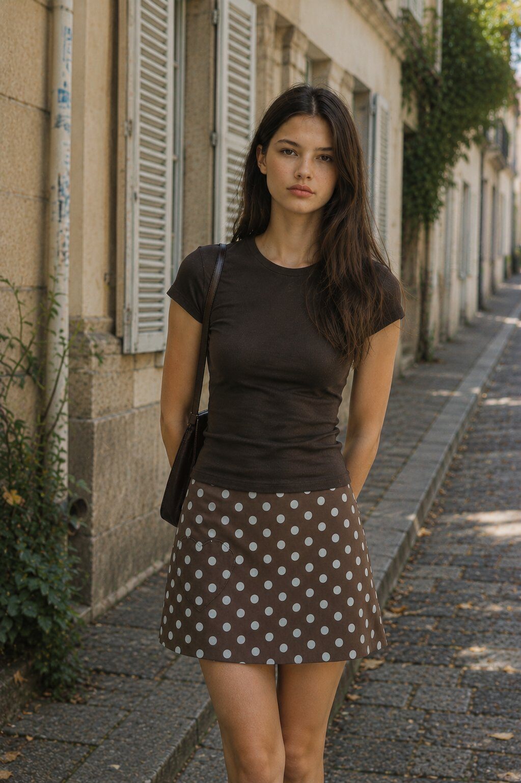 Großhändler DAPHNEA - Kurzer Rock mit Polka-Dots und Herz-Tasche