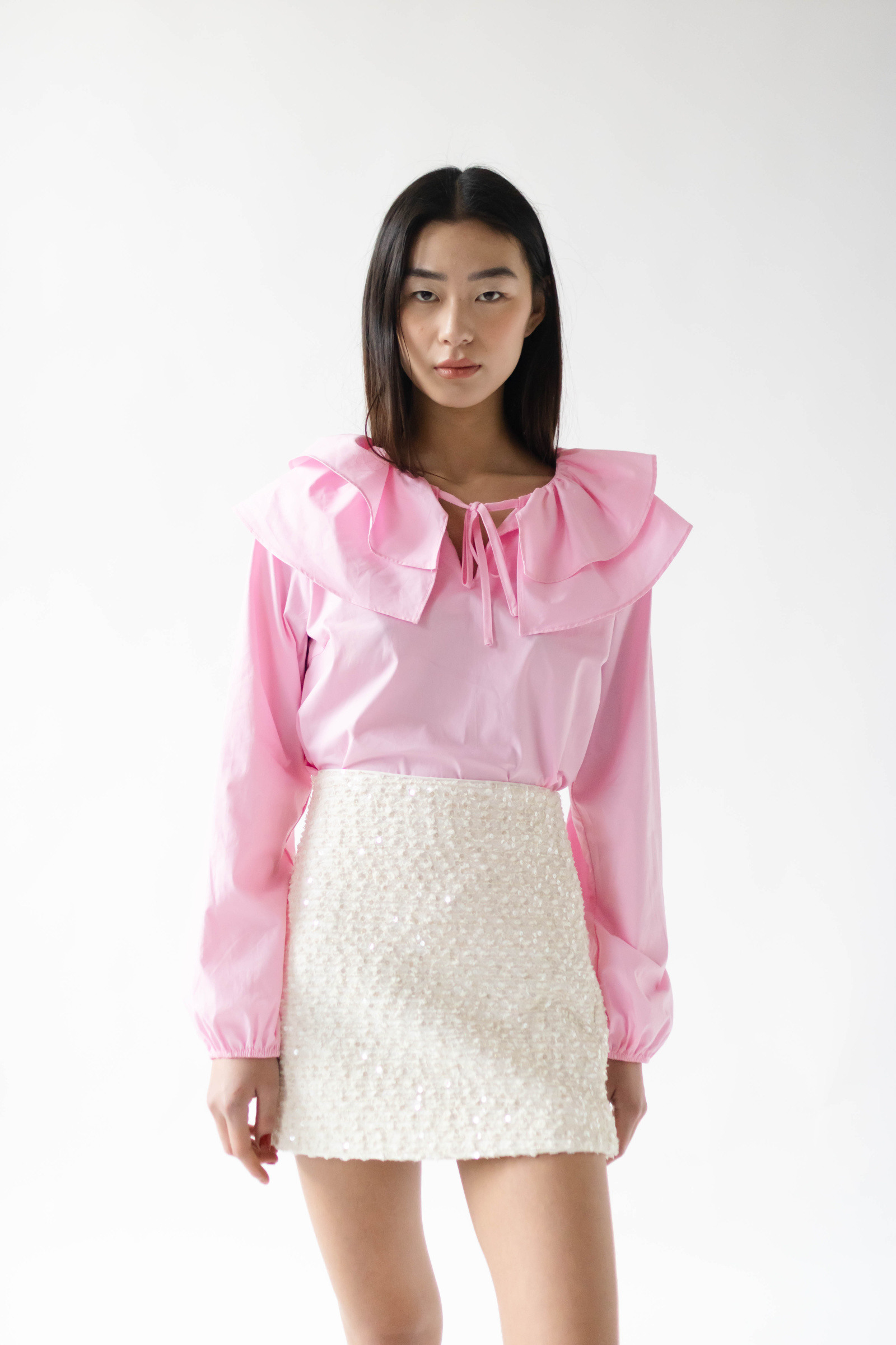 Wholesaler DAPHNEA - Women's High-Waisted Sequin Tweed Mini Skirt