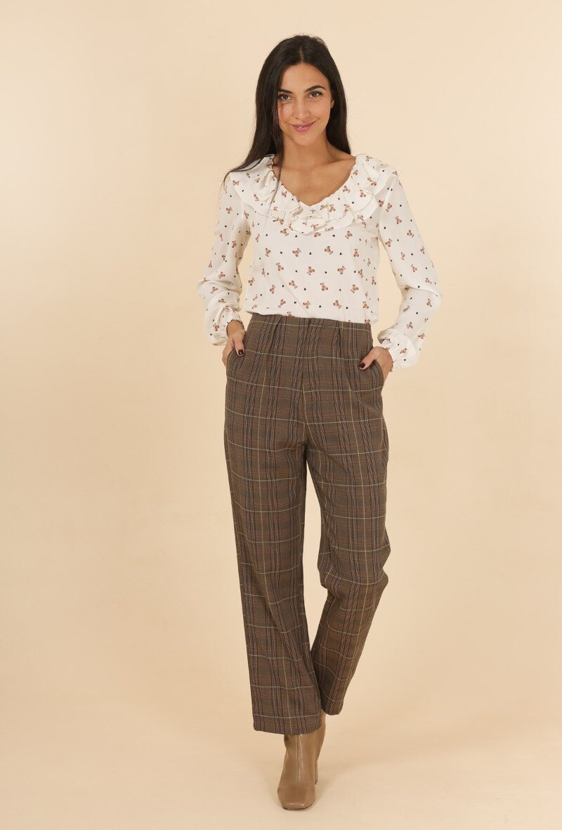 Grossiste DAPHNEA - Pantalon tailleur carreaux prince de galles