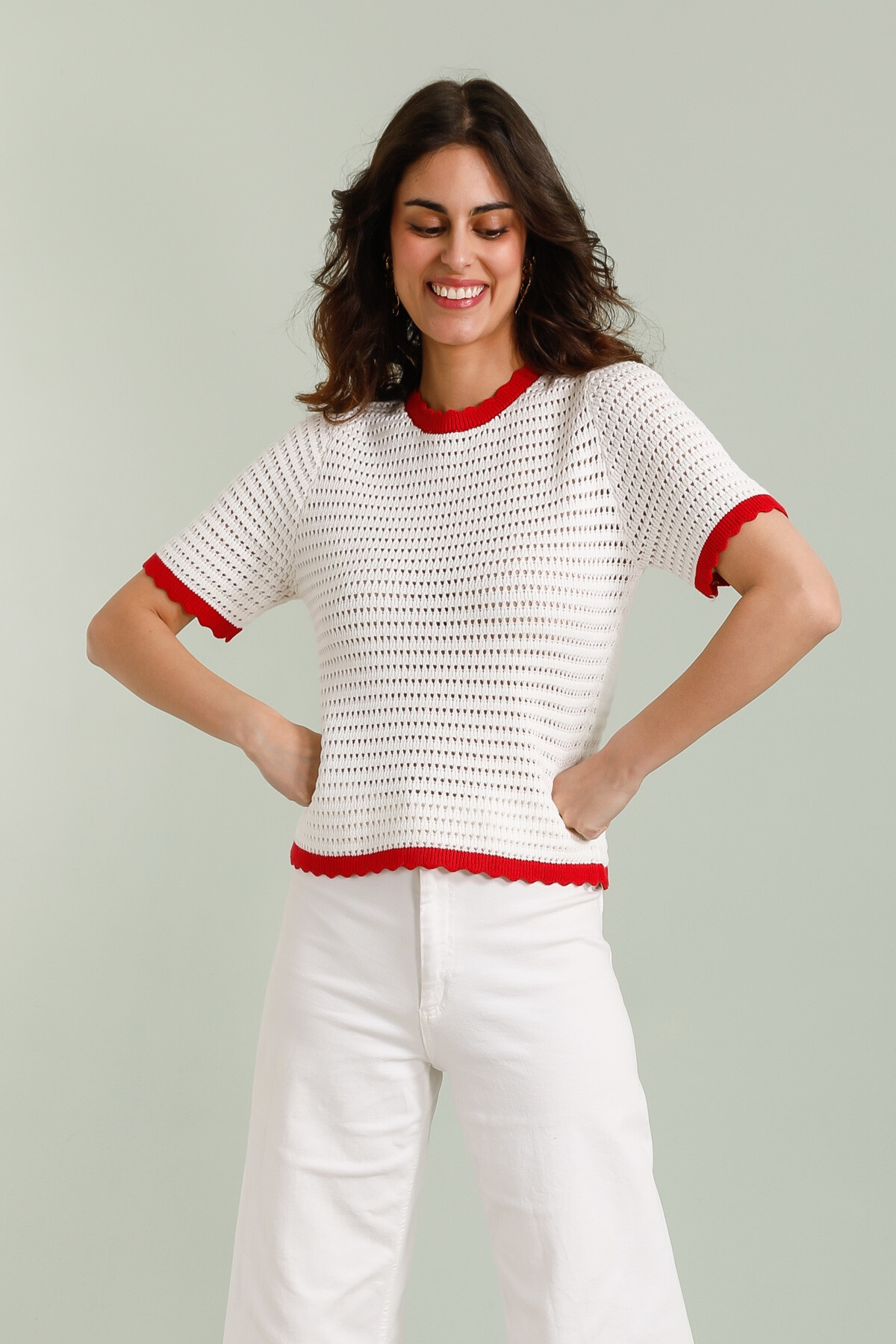 Grossiste DAPHNEA - PULL BIAIS CONTRASTÉ