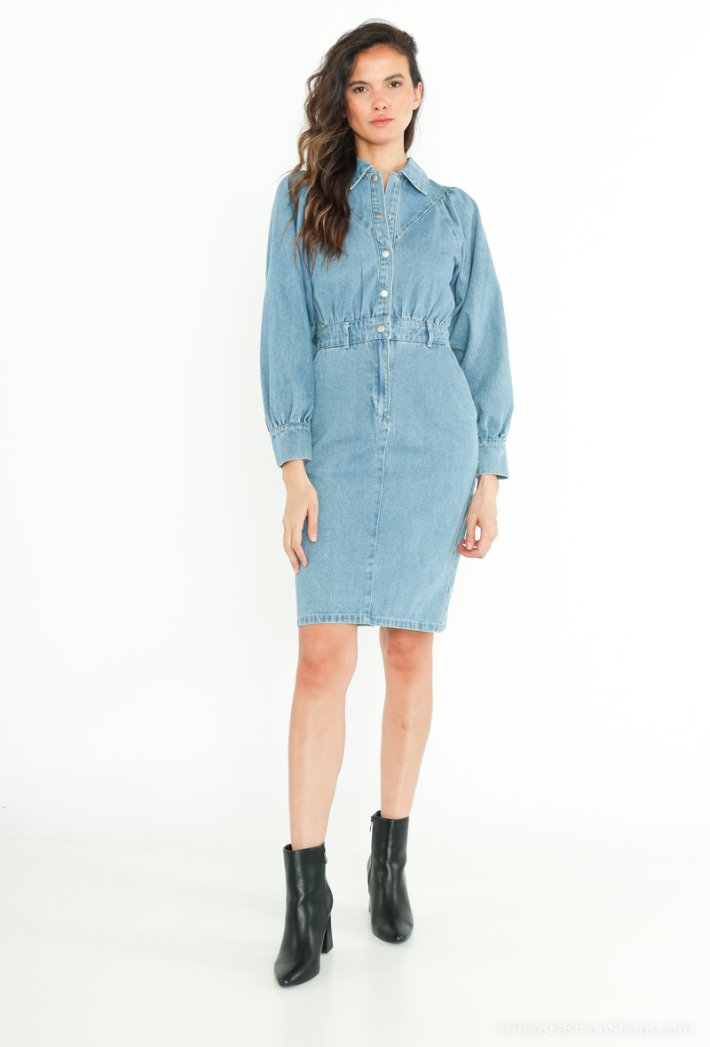 Großhändler DAPHNEA - LANGES DENIMKLEID