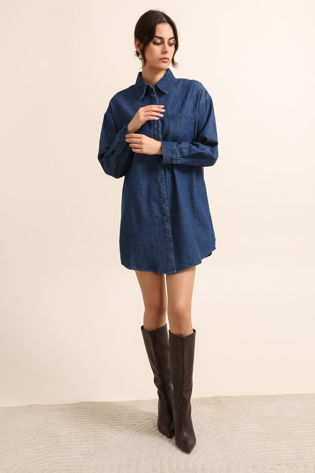 Grossiste DAPHNEA - Robe chemise denim