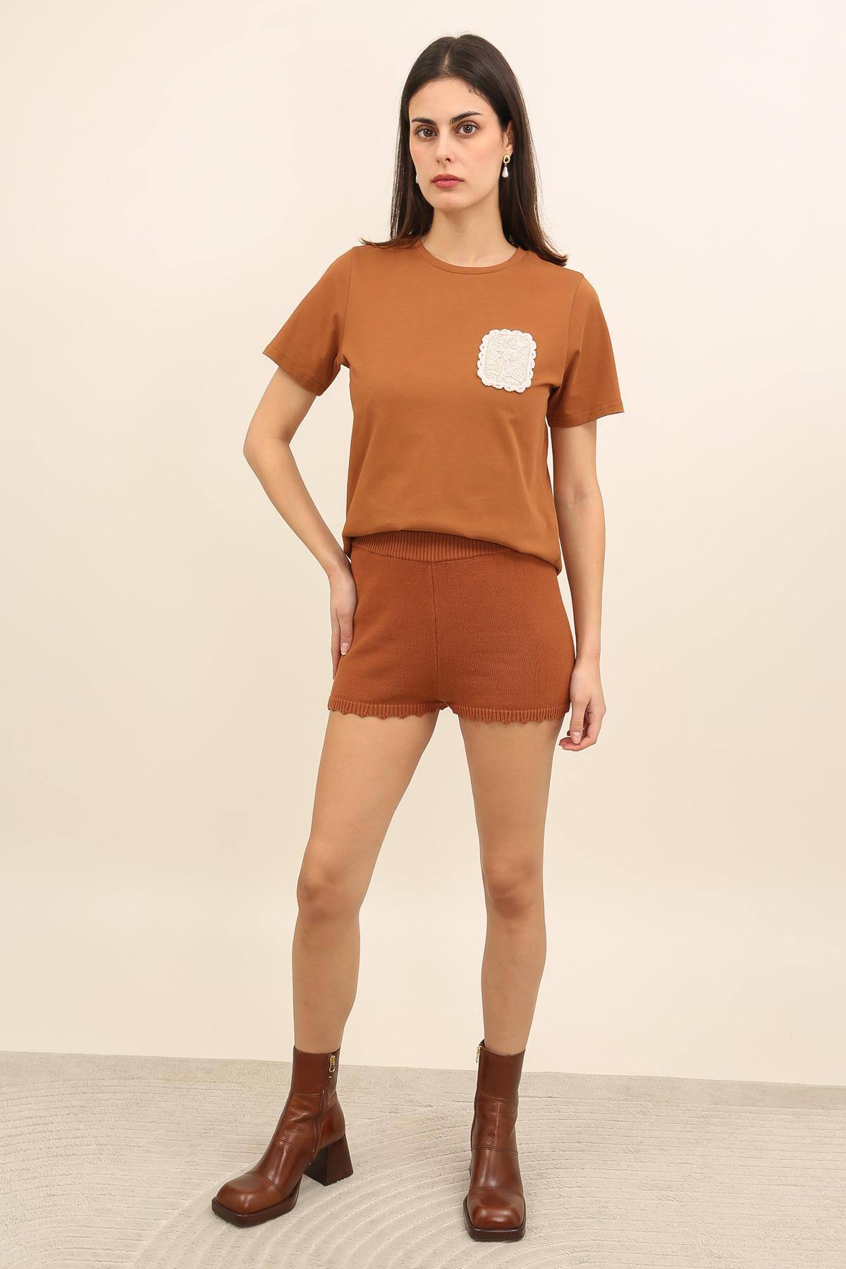 Grossiste DAPHNEA - Short Femme Maille Taille Élastique – Short Court Maille Douce