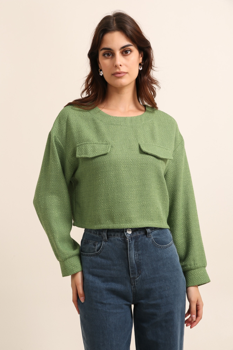 Wholesaler DAPHNEA - SHORT SWEATSHIRT PLAIN