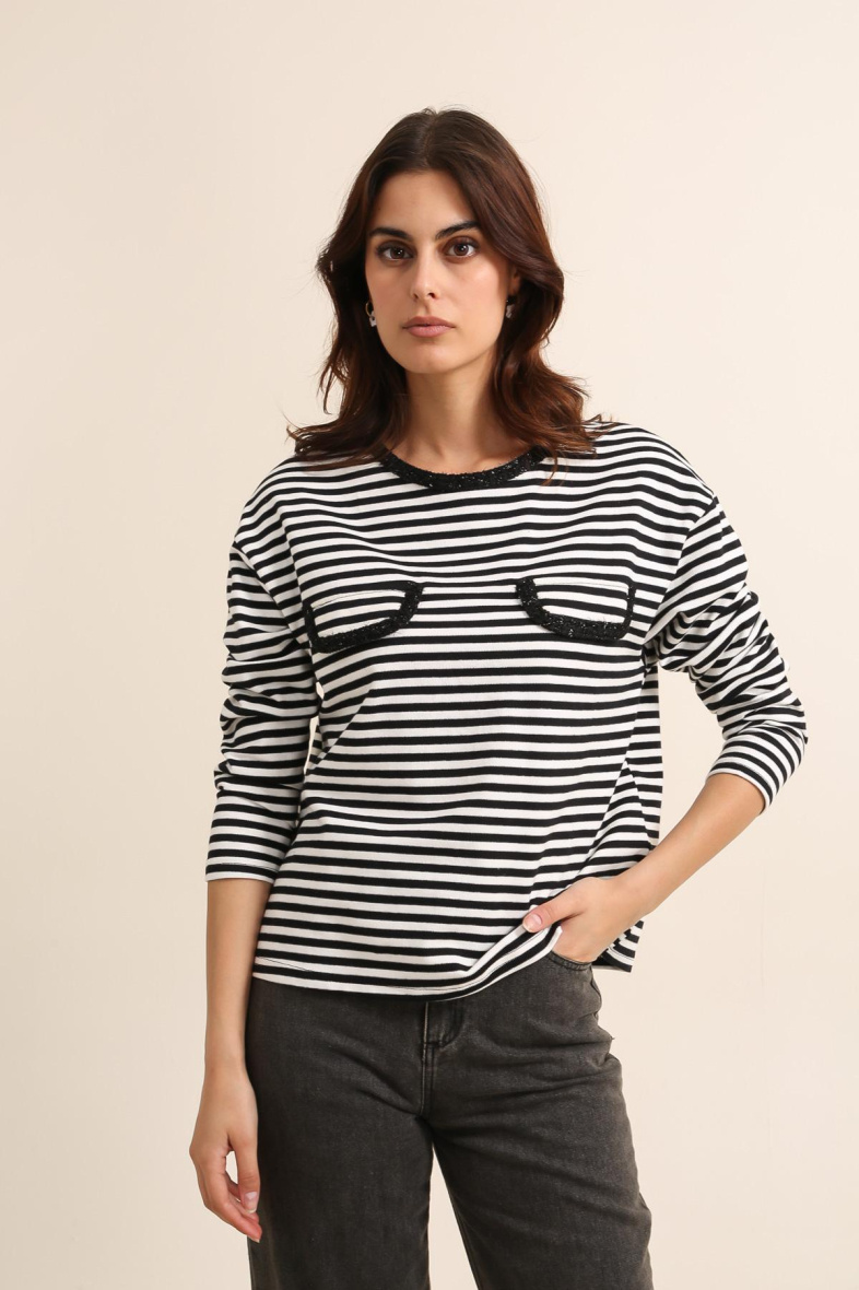 Wholesaler DAPHNEA - STRIPED SWEATSHIRT