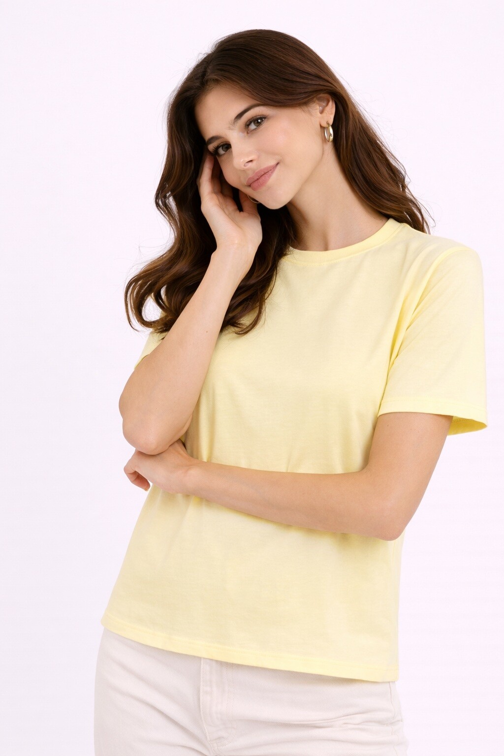 Grossiste DAPHNEA - T-shirt coupe boxy à manches courtes col rond