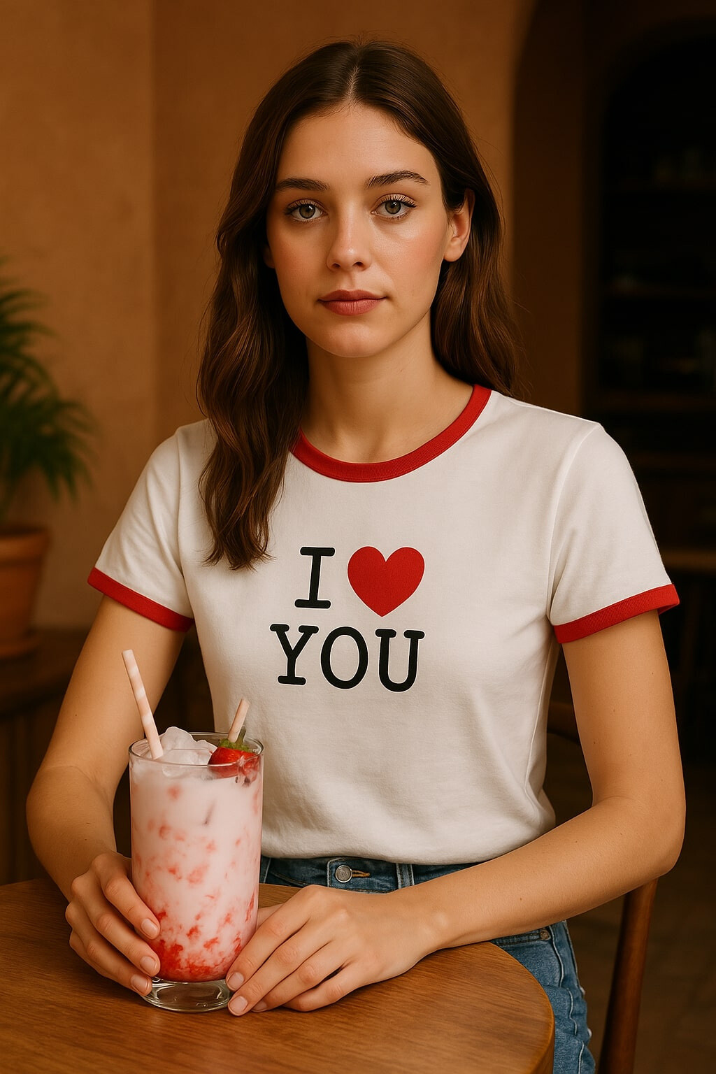 Grossista DAPHNEA - T-shirt "I ❤️ tu"
