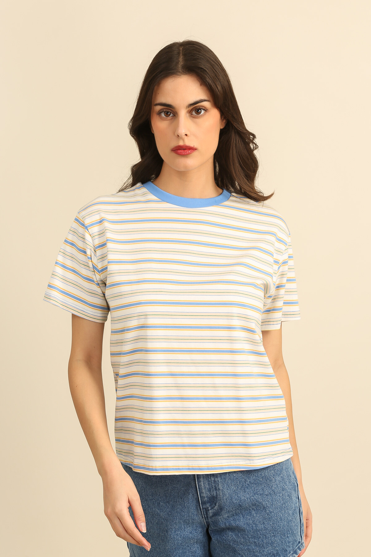 Grossiste DAPHNEA - T-shirt manches courtes à rayures vintage