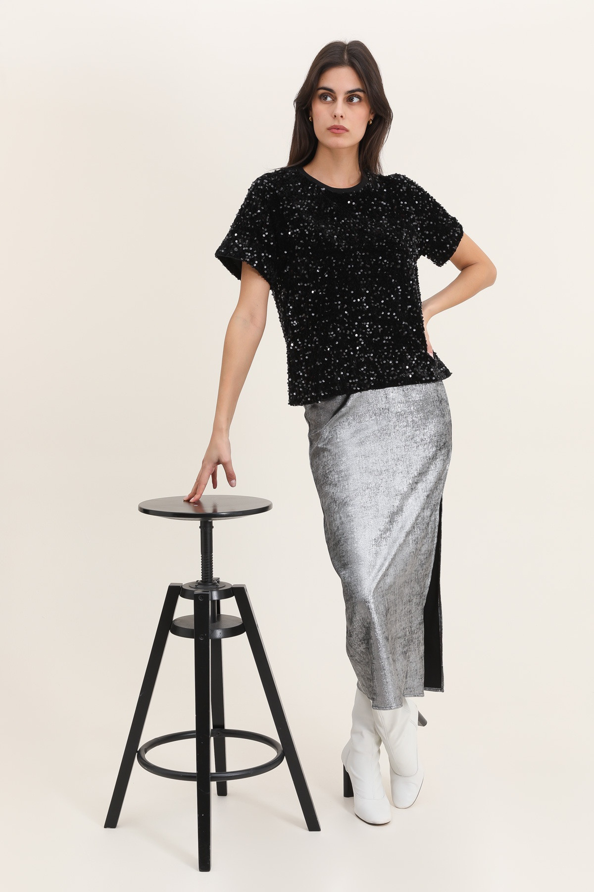 Wholesaler DAPHNEA - SEQUINED VELVET TOP