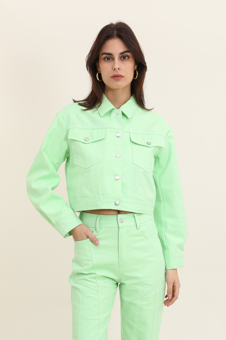 Grossiste DAPHNEA - VESTE COTON UNI FACON JEANS