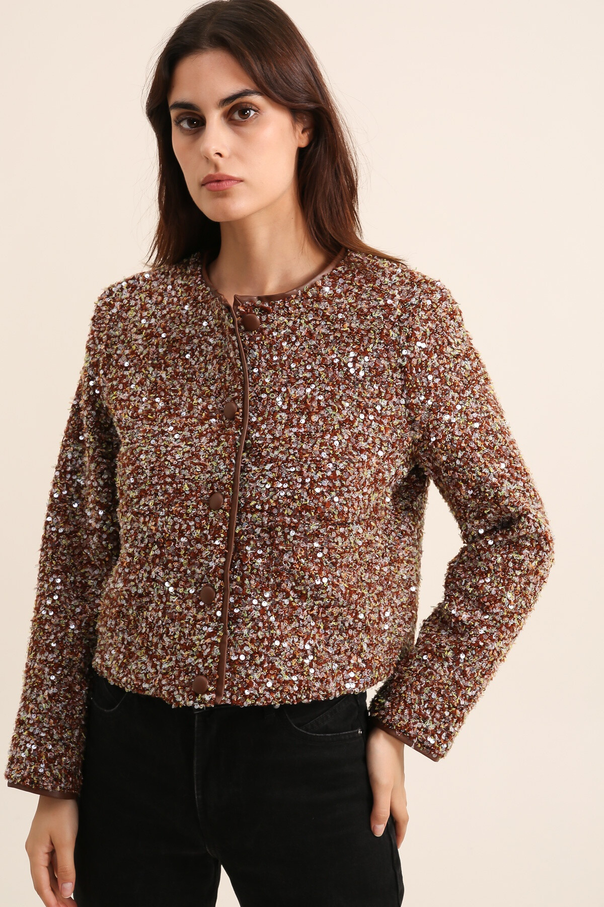 Großhändler DAPHNEA - JACKE AUS TWEED UND PAILLETTEN