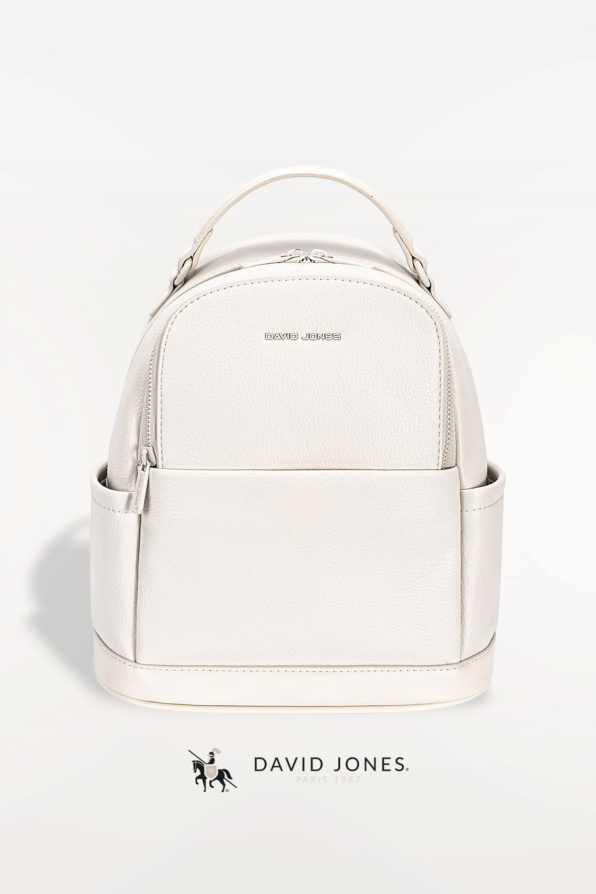 David Jones Studded White vegan leather Backpack DAVID JONES Black Vegan Leather Zip Backpack – Beach Rose Co main image 2