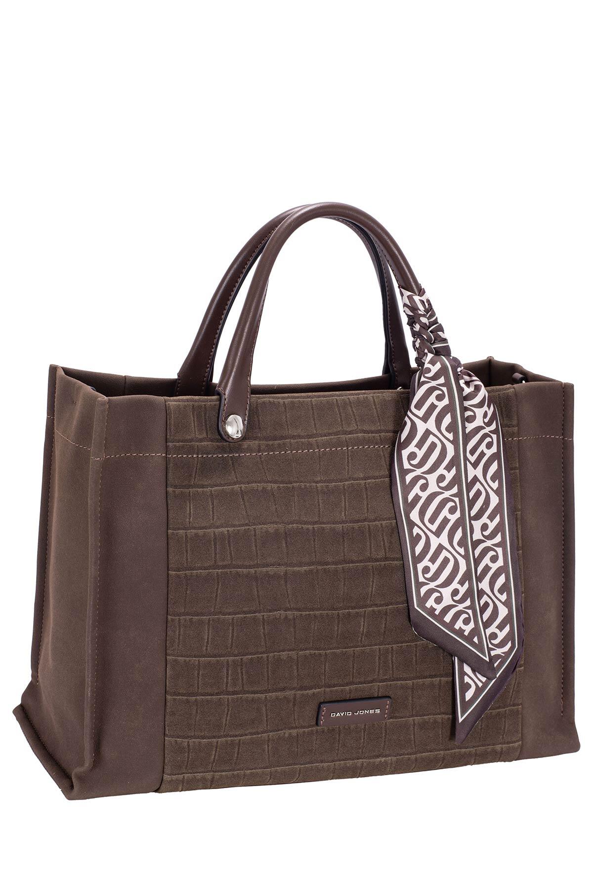 Mayorista David Jones - Bolso CM8607 Efecto terciopelo efecto nobuk patrón de cocodrilo David Jones