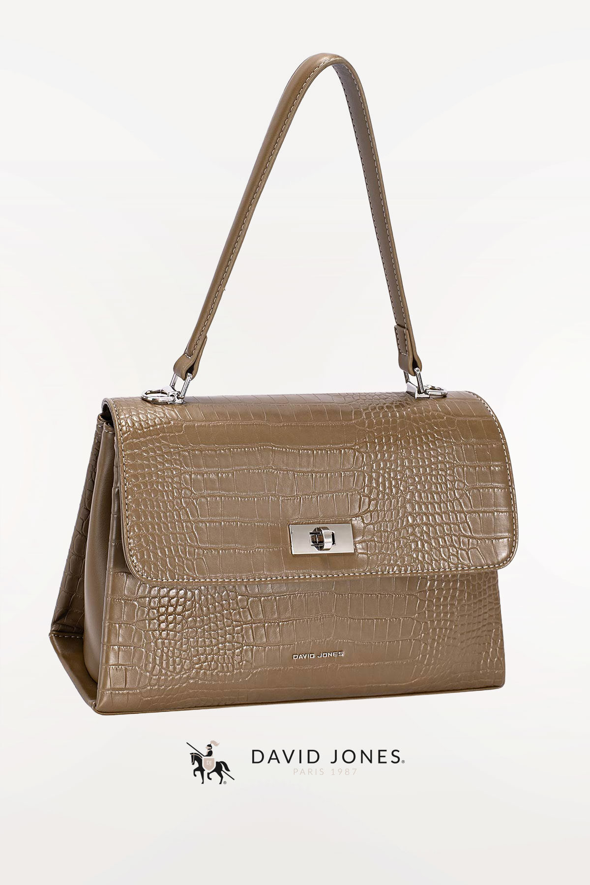 Wholesaler David Jones - CM8320-VS David Jones Croc Flap Shoulder Bag