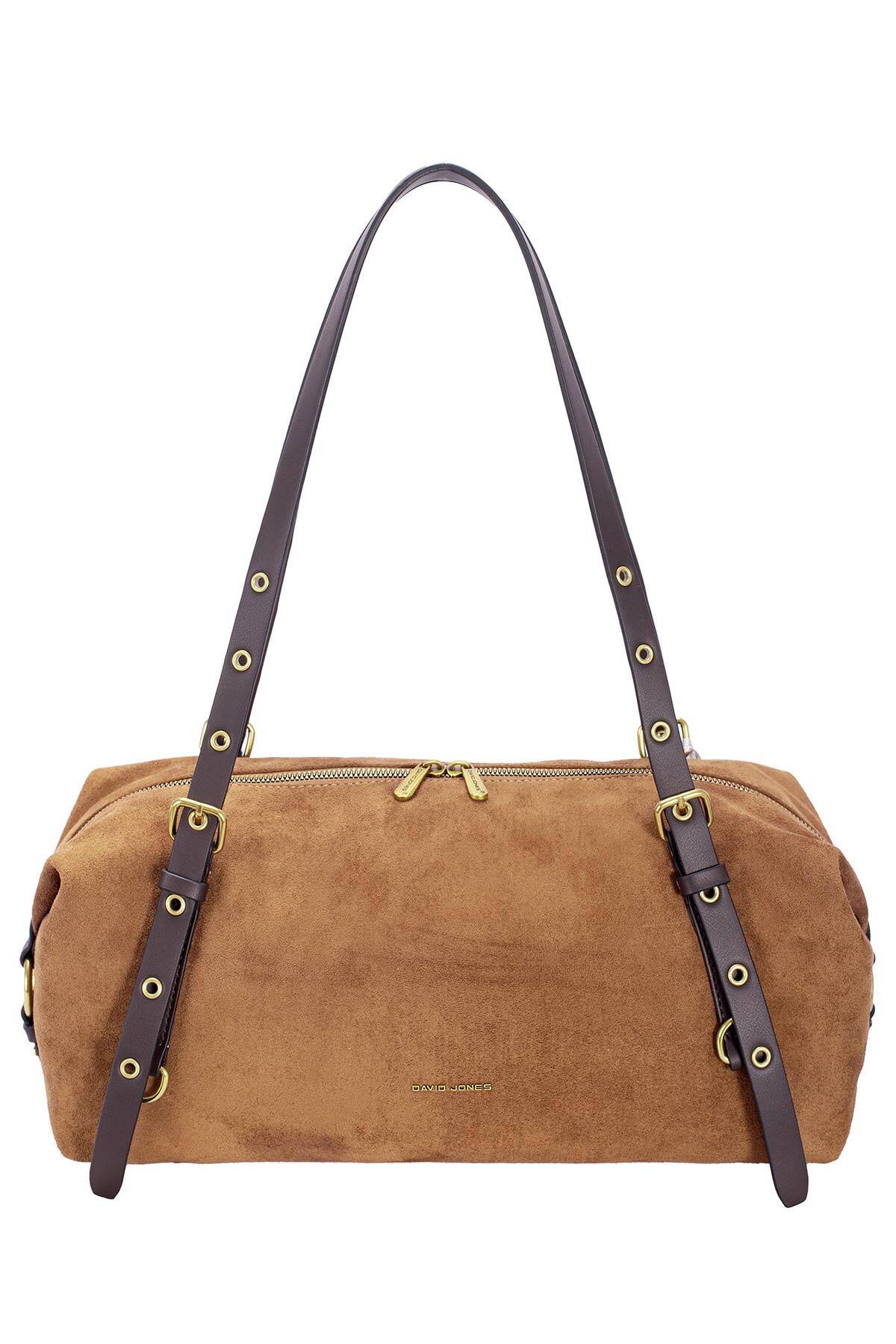Grossista David Jones - CM8618 Borsa a spalla tipo duffle effetto nabuk David Jones