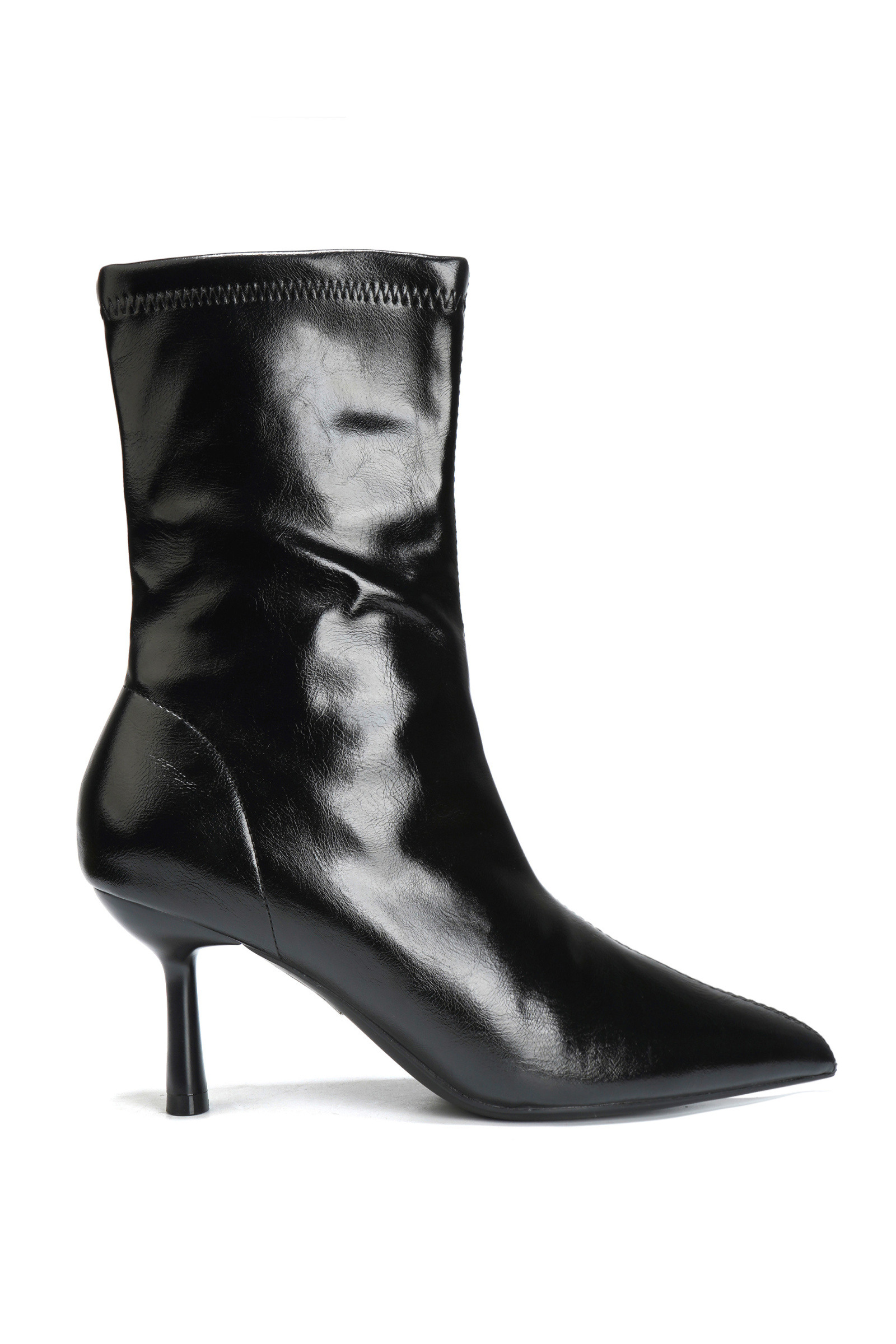 Wholesaler DAY-VINE - Shiny leather stiletto ankle boots with pointed toe, western style, casual