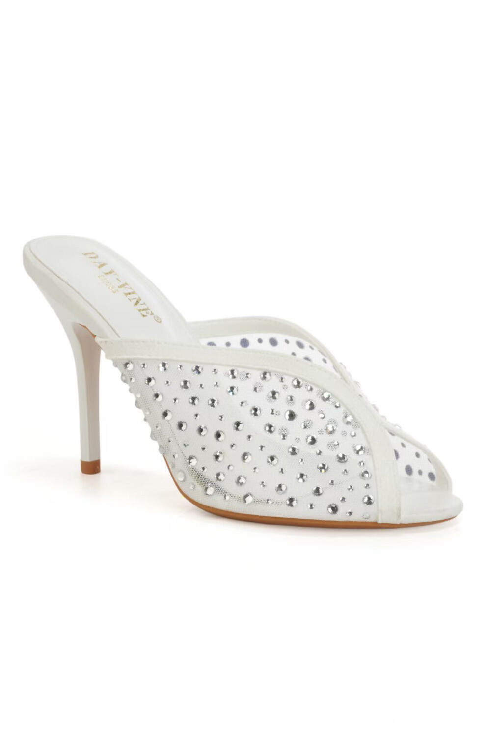 Mayorista DAY-VINE - Mules de malla cruzada con strass – Punta abierta con tacón fino metálico