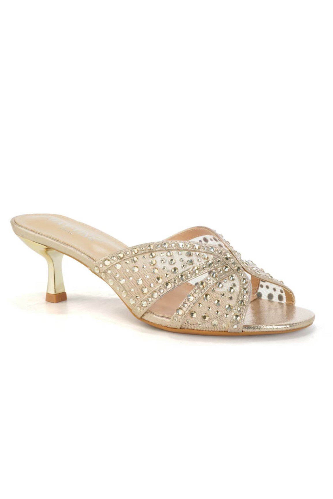Wholesaler DAY-VINE - Sparkling kitten heel mule sandals – Elegant mesh cross-strap slides