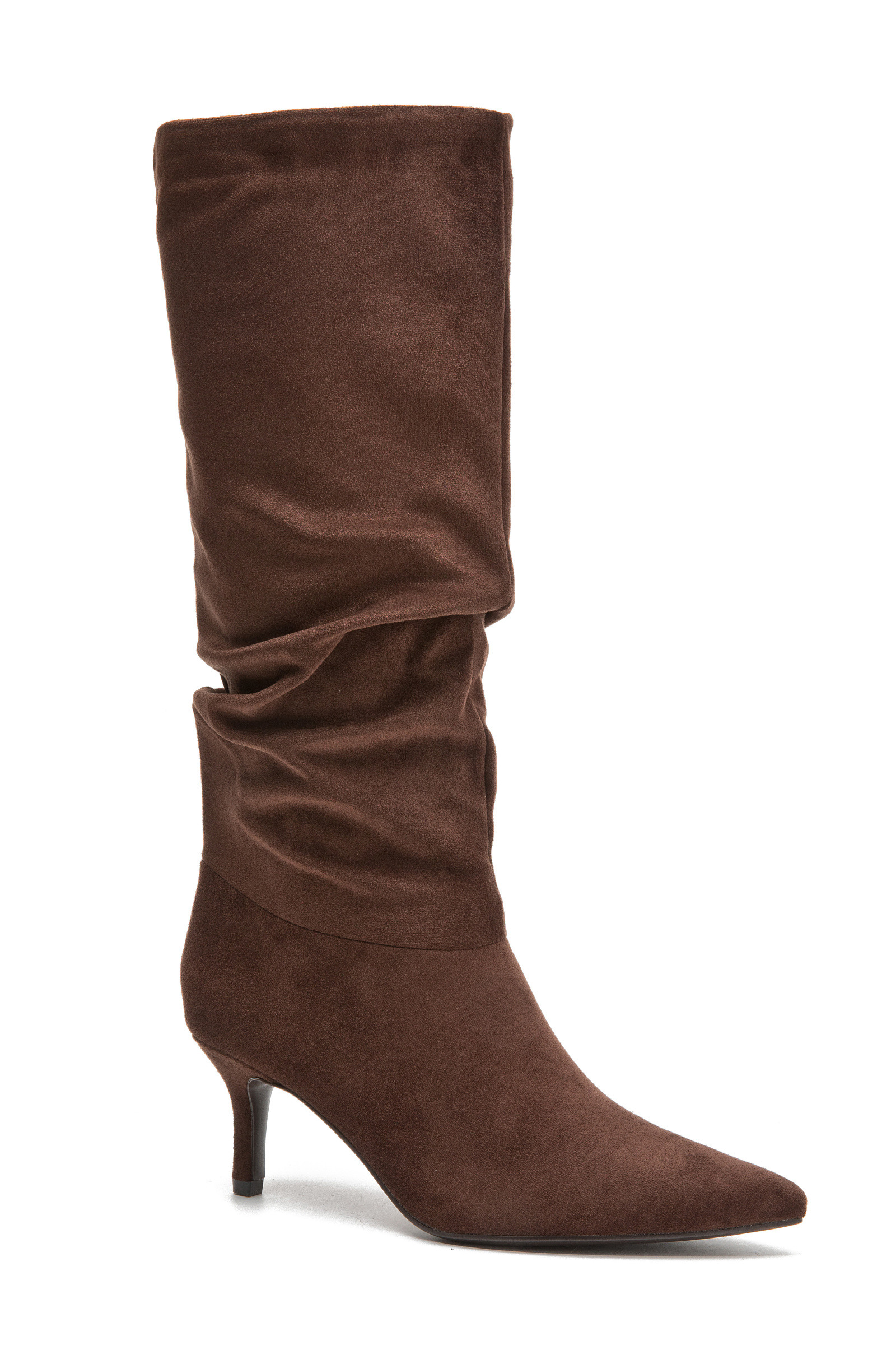 Mayorista DAY-VINE - Botas de Mujer de Ante Marrón Arrugadas con Tacón Kitten y Punta Afilada