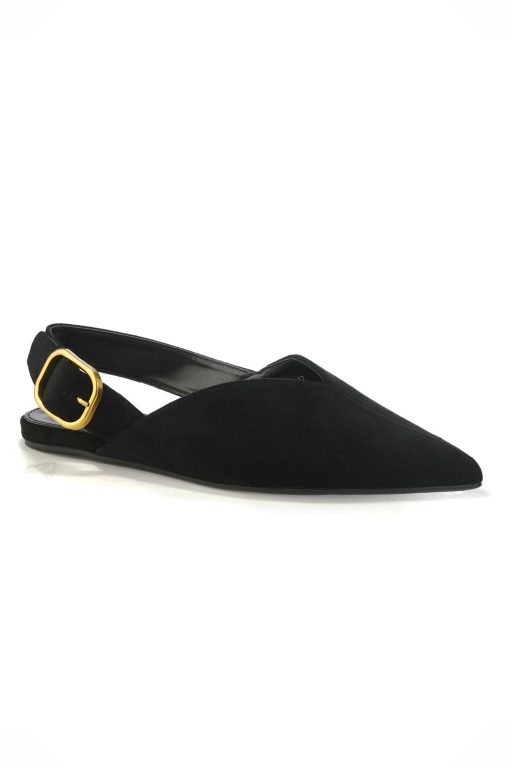 Mayorista DAY-VINE - Bailarinas Slingback Mujer Efecto Ante – Punta Afilada con Hebilla Dorada | Zapatos Planos