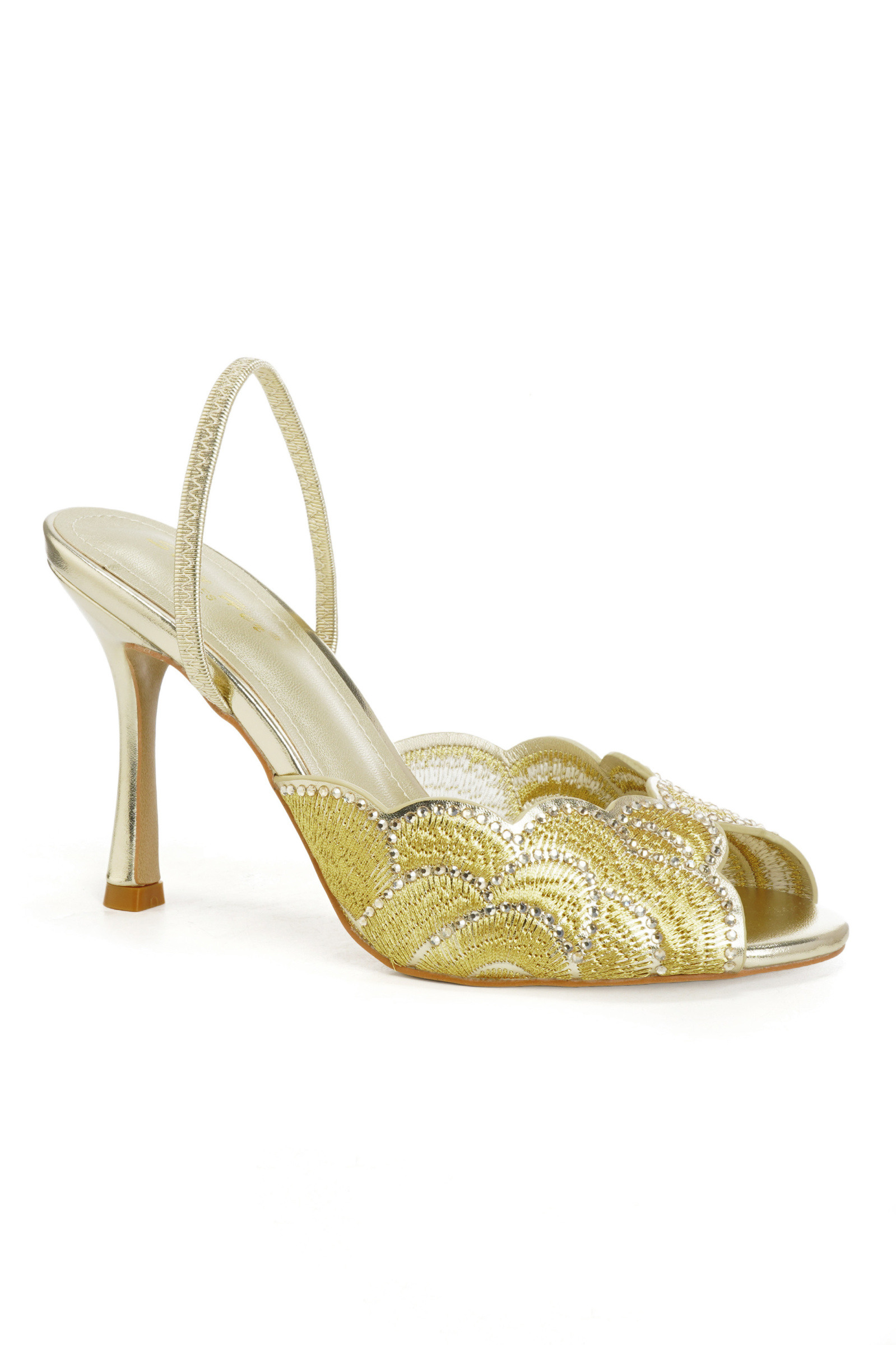 Mayorista DAY-VINE - Sandalias con correa elástica festoneada y strass – Tacón alto con efecto concha