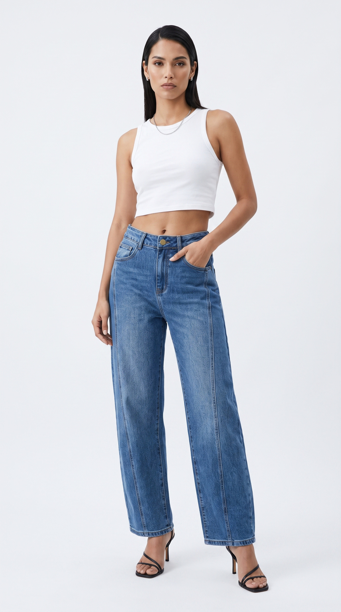 Wholesaler Daysie - High-waisted wide-leg jeans with front seams