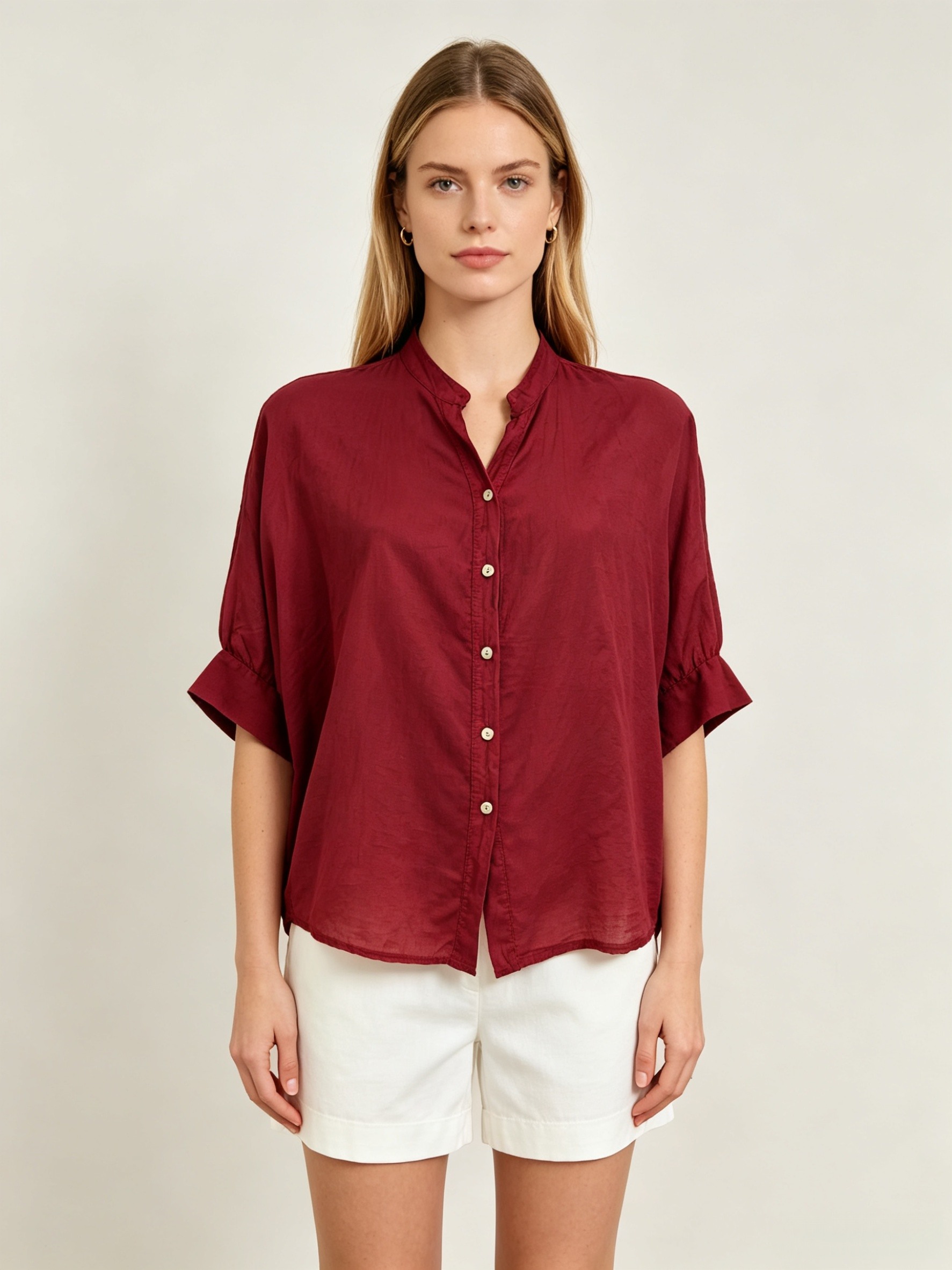 Wholesaler DEFILE - COTTON V-NECK SHORT SLEEVE SHIRT