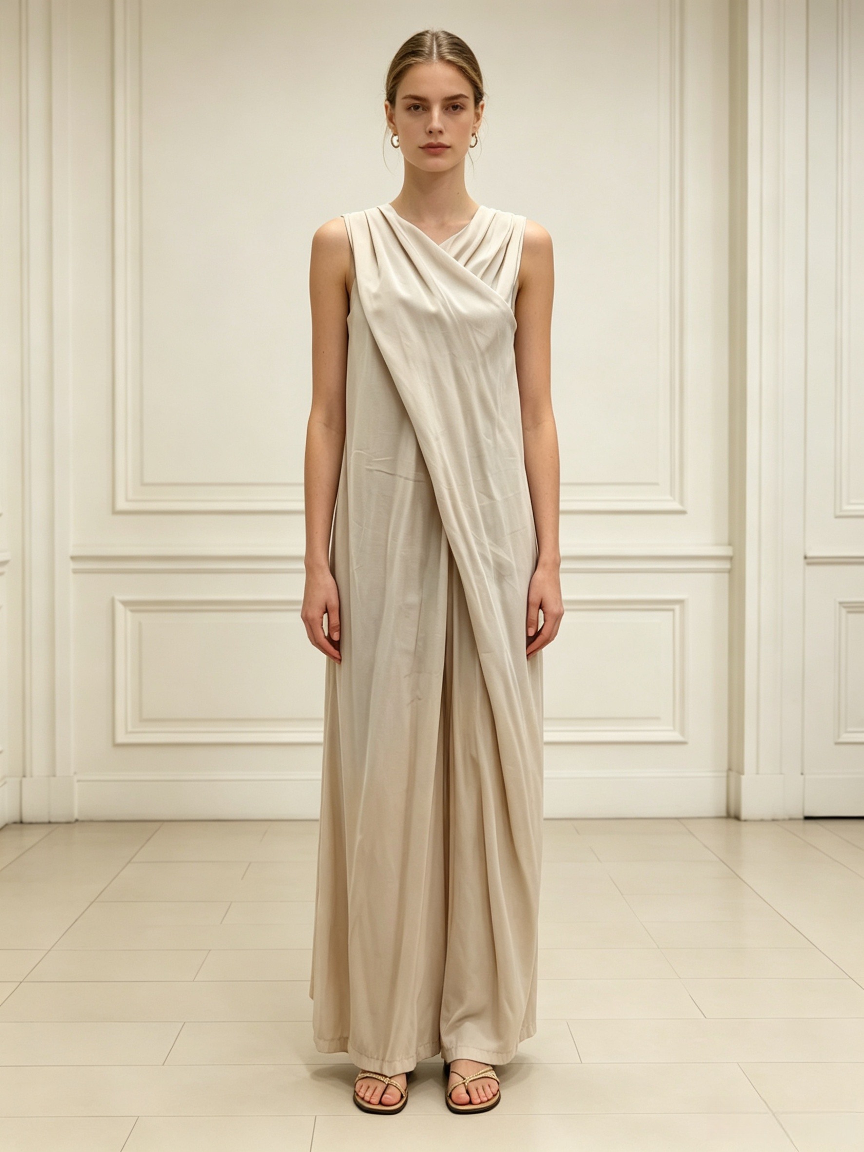 Grossiste DEFILE - COMBINAISON SANS MANCHES AVEC DRAPÉ CROISÉ