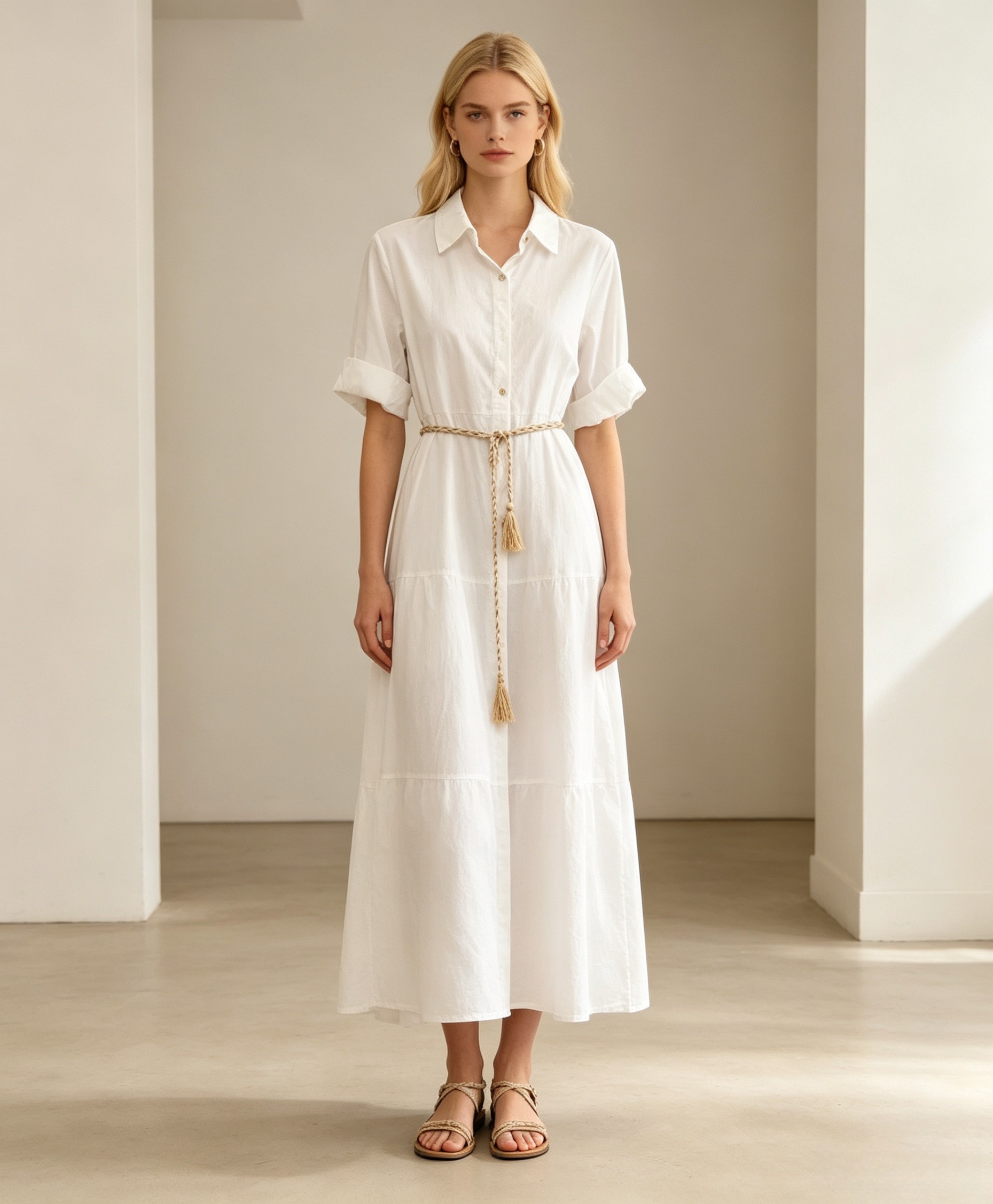 Wholesaler DEFILE - SHIRT DRESS WITH BRAIDED BELT